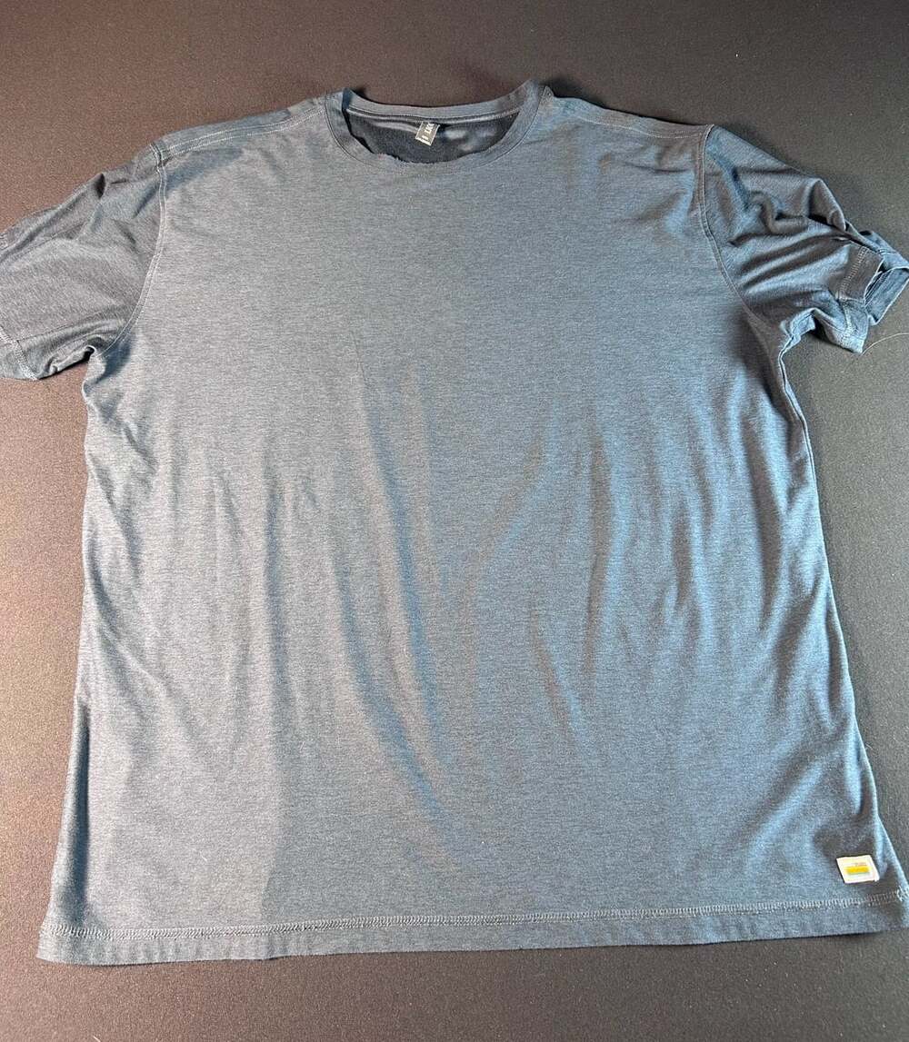 Vuori Strato Tech Tee Mens XXL Blue Gray Heather Performance T Shirt 2XL